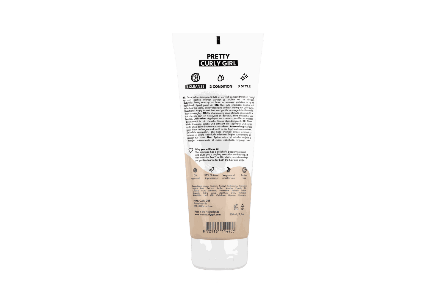 Pretty Curly Girl Peppermint Clean Shampoo (Protein-Free) 250 ml / 8.5 oz