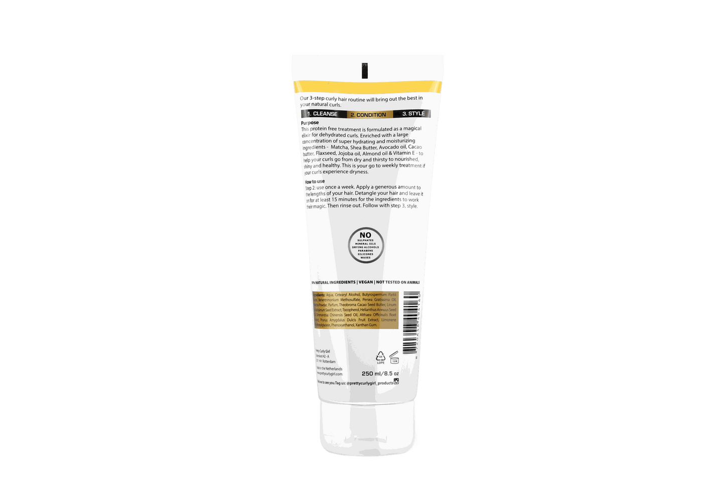Pretty Curly Girl Intense Moisture Deep Conditioner 250ml, Made in Netherlands