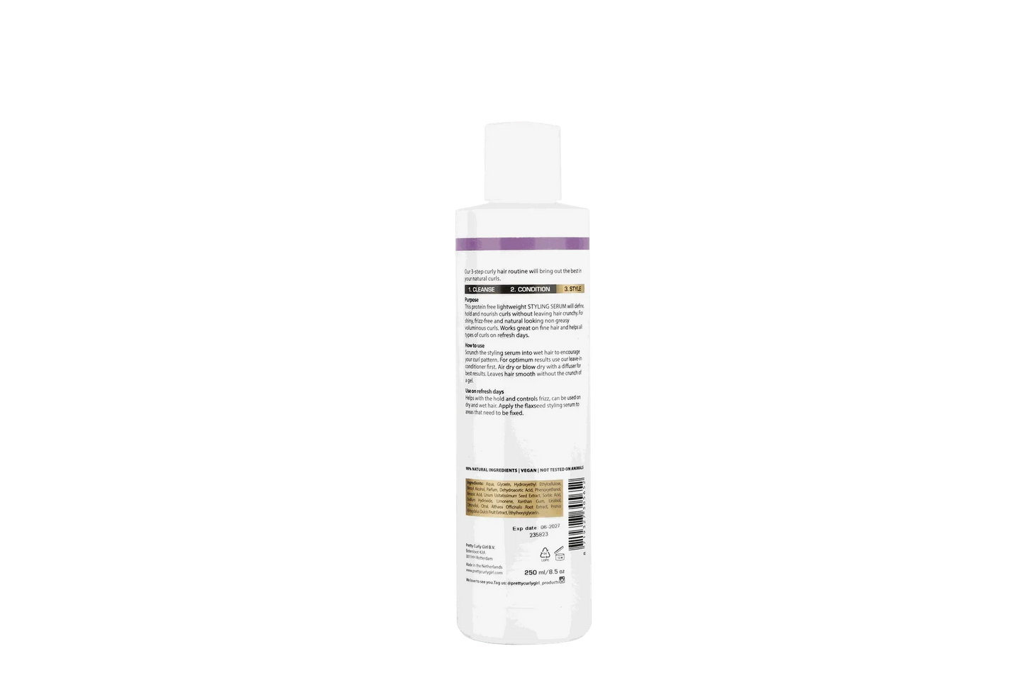 Pretty Curly Girl Flaxseed Serum 250ml, Made in Netherlands