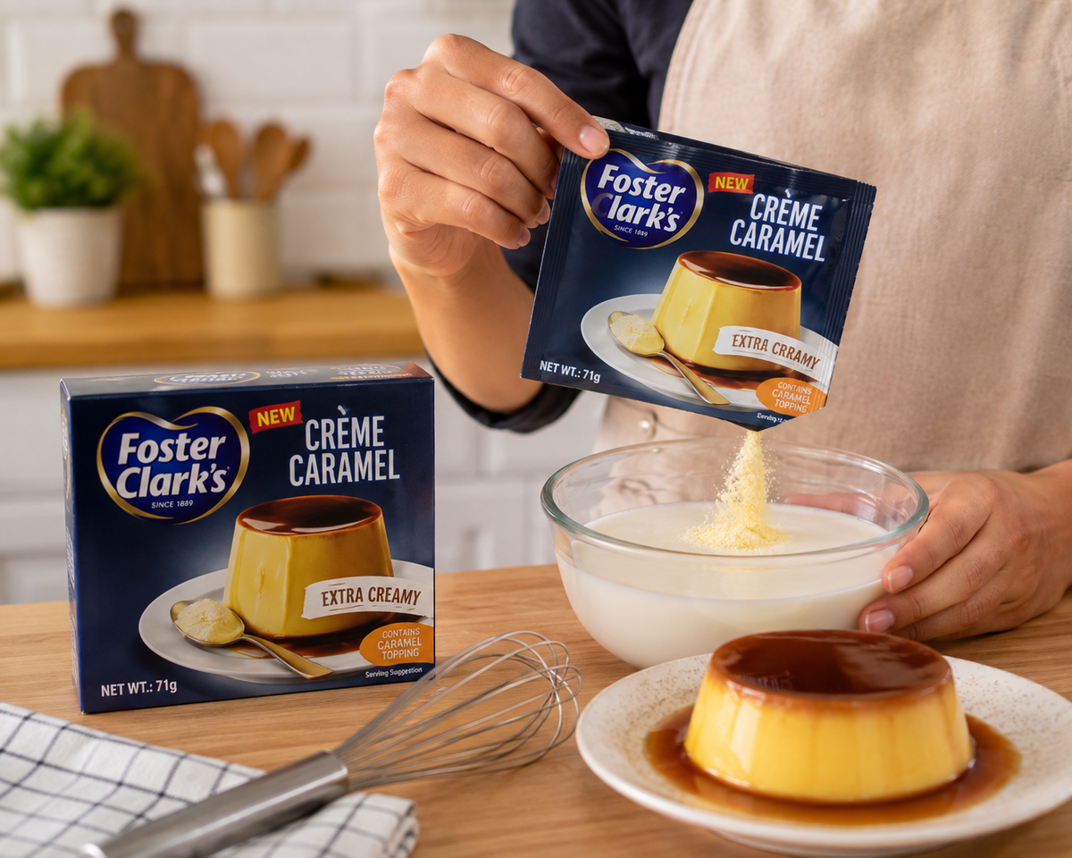 Foster Clark’s Crème Caramel Extra Creamy Dessert Mix with Caramel Topping – 71g | Imported from Malta – EU