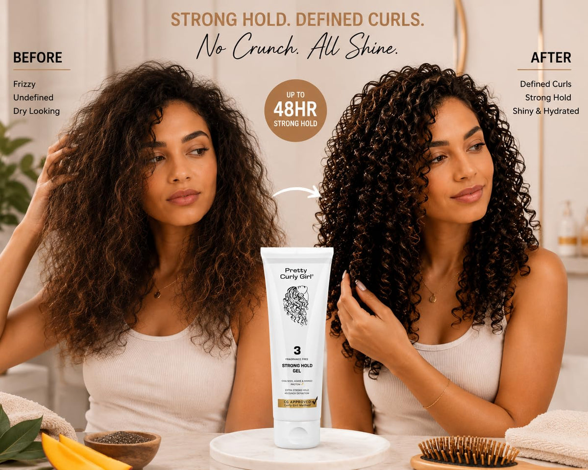Pretty Curly Girl Extra Strong Hold Gel (Fragrance Free) 250 ml / 8.5 oz, made in the Netherlands