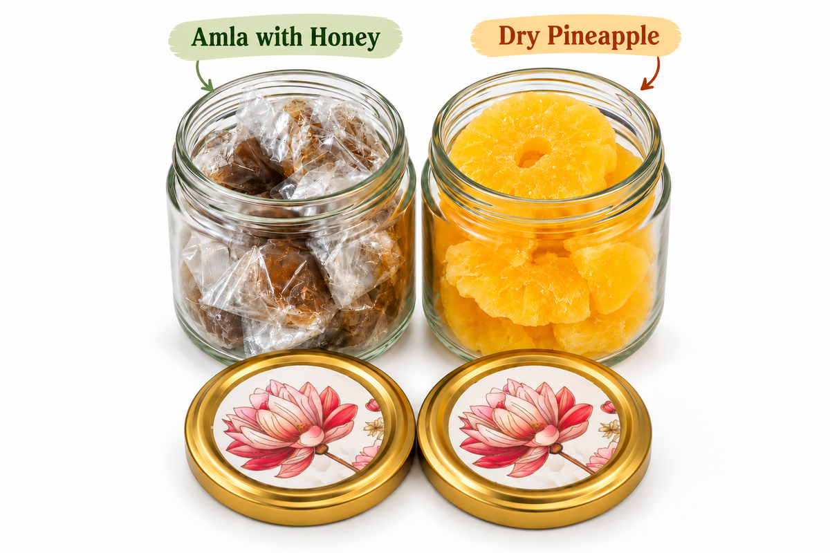 Gift Hamper with Imported Dried Fruits Box – 2 Glass Jars – Design 2