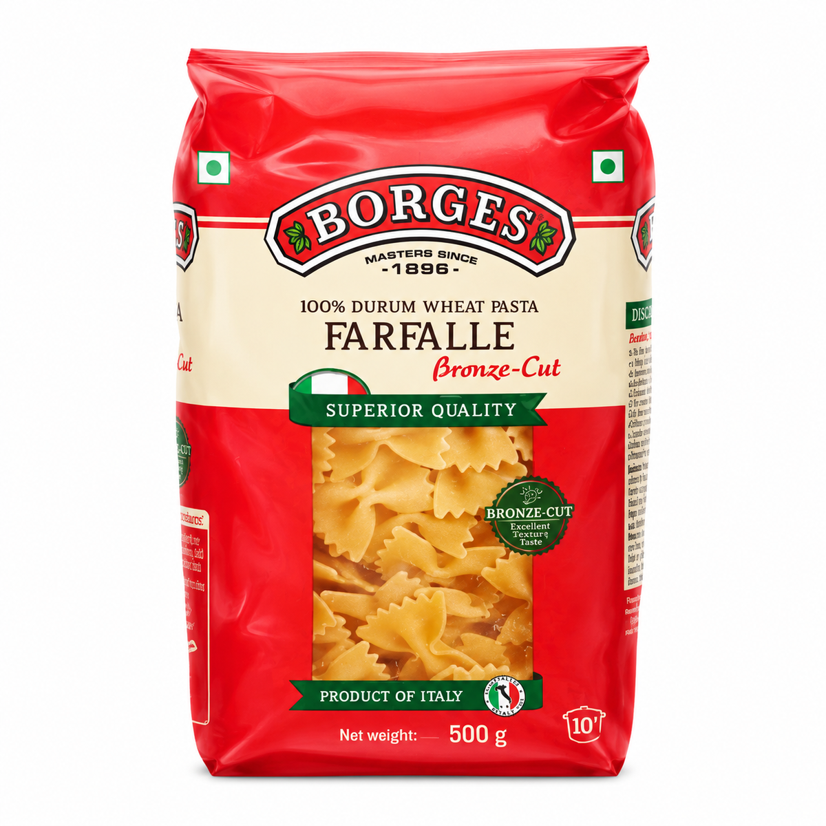 Borges Farfalle 100% Durum Wheat Pasta – Bronze-Cut, 500g | Imported from Italy