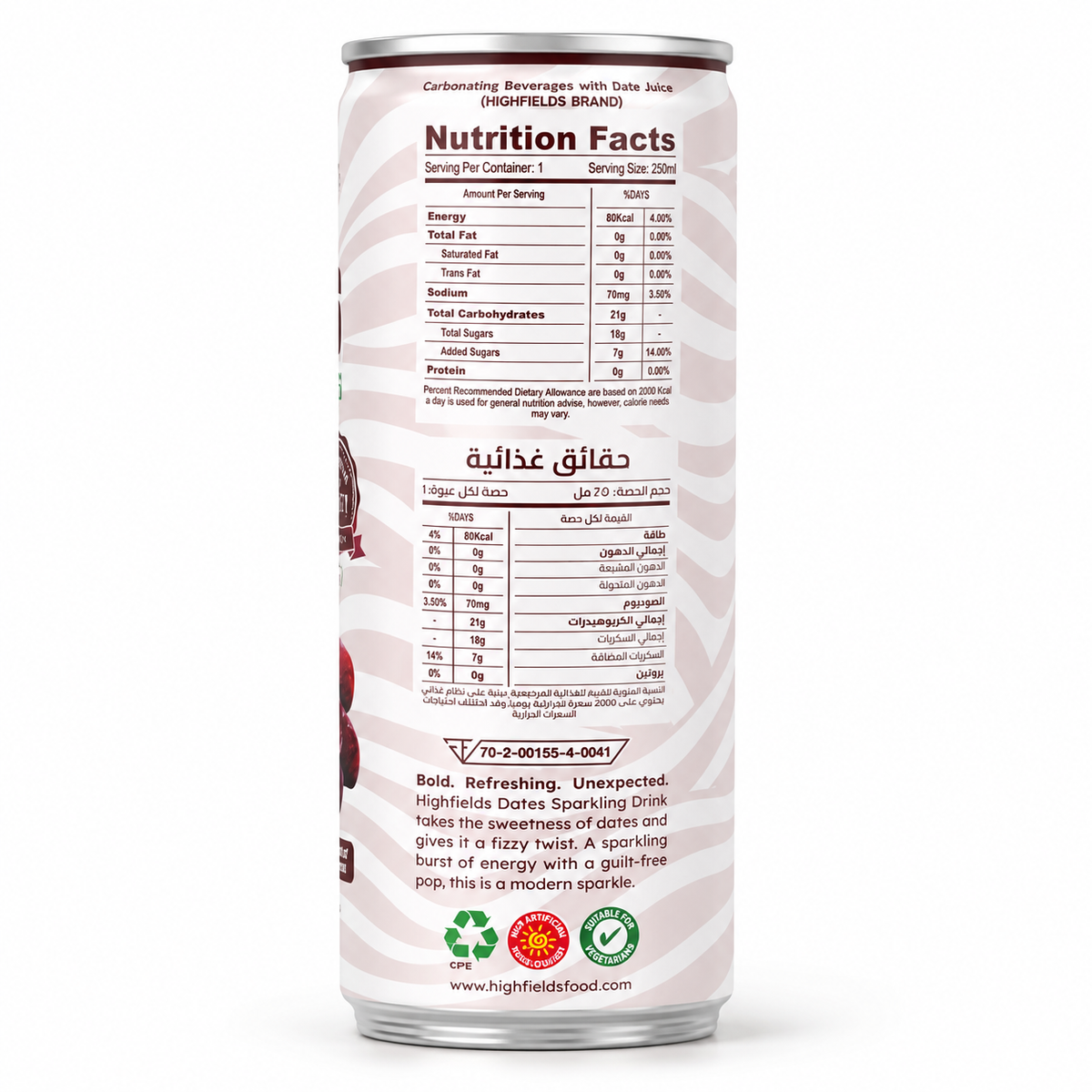 Highfields Dates Sparkling Drink 250ml – Imported from Thailand