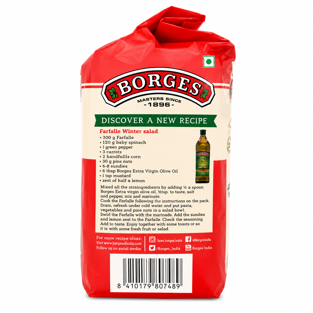 Borges Farfalle 100% Durum Wheat Pasta – Bronze-Cut, 500g | Imported from Italy