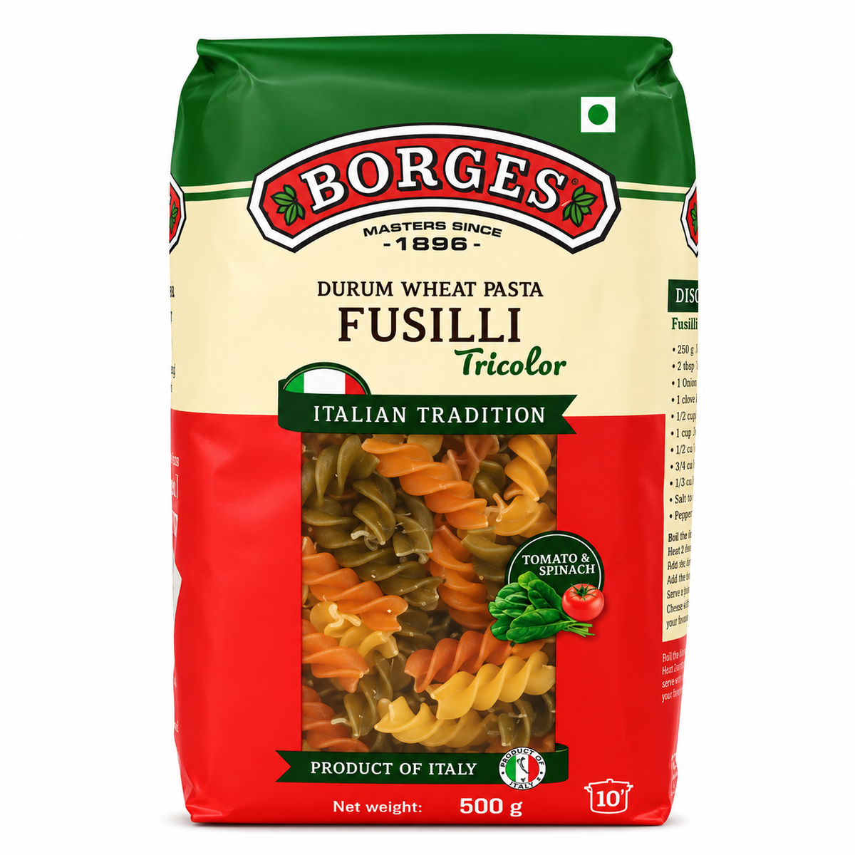Borges Fusilli Tricolor Pasta 500g – Imported from Italy