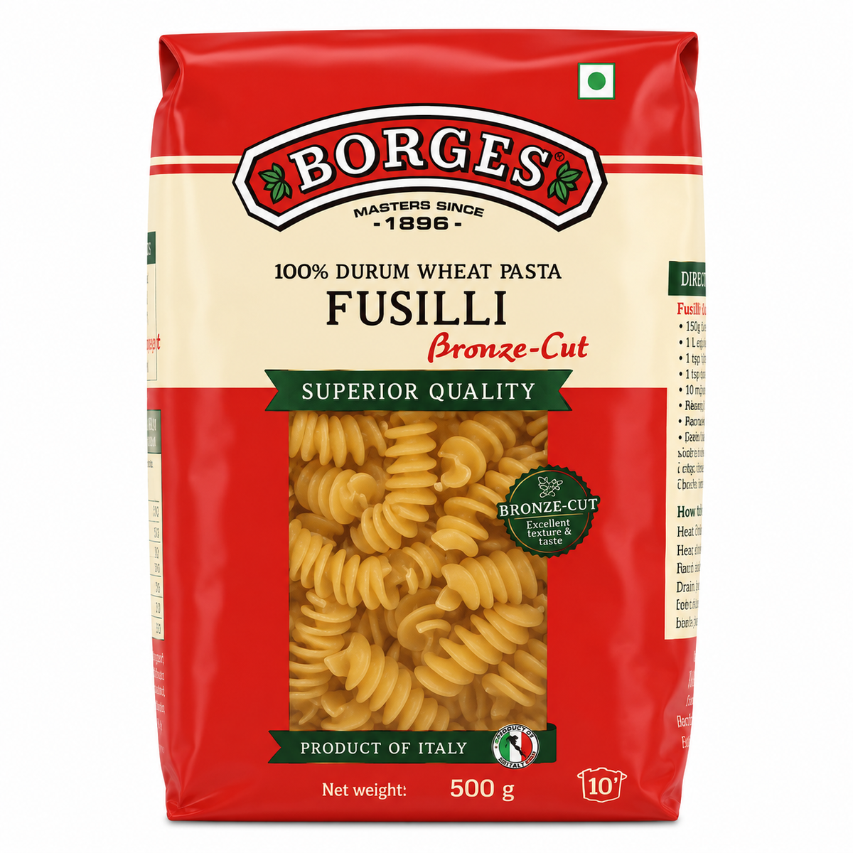Borges Fusilli Bronze-Cut Pasta 500g – Imported from Italy