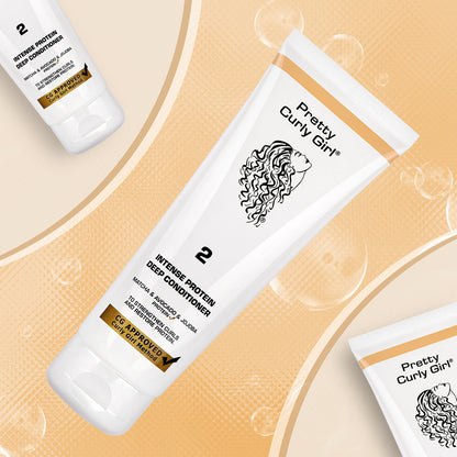 Pretty Curly Girl Intense Protein Deep Conditioner 250 ml / 8.5 oz, infused with Matcha, Avocado & Jojoba, made in the Netherlands
