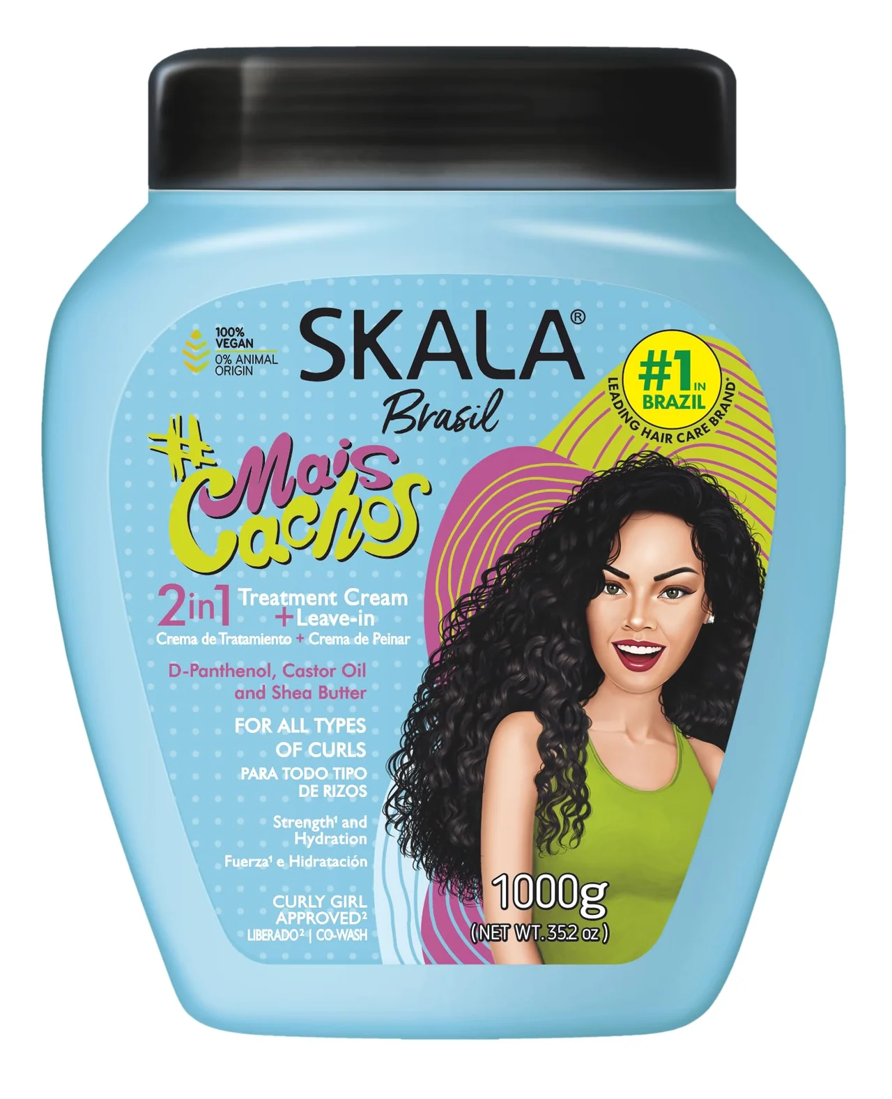 SKALA Brasil Mais Cachos 2-in-1 Curly Hair Conditioning Cream, 1000g, Vegan Formula