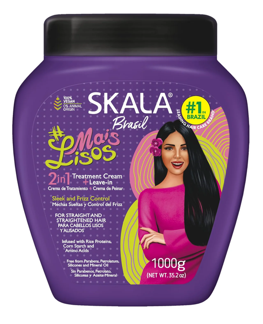 SKALA Brasil Mais Lisos 2-in-1 Treatment Cream, 1000g, For Straight Hair, Anti-Frizz Conditioning