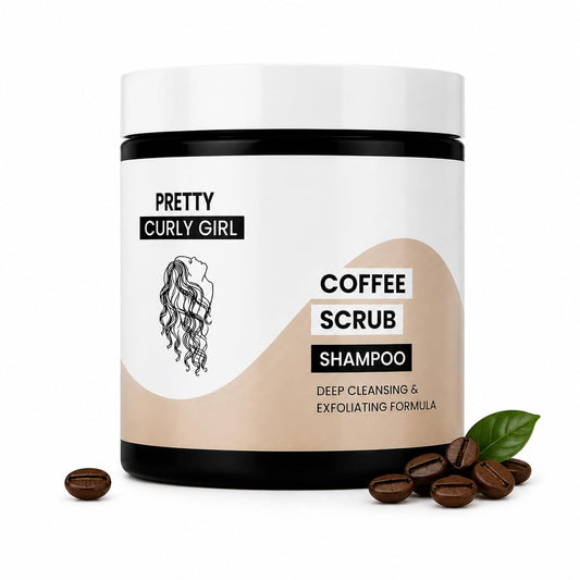 Pretty Curly Girl Coffee Scrub Shampoo, Exfoliates Scalp & Cleanses Hair, Anti-Dandruff, 250ml, Made in Netherlands