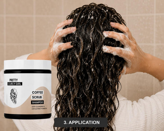 Pretty Curly Girl Coffee Scrub Shampoo, Exfoliates Scalp & Cleanses Hair, Anti-Dandruff, 250ml, Made in Netherlands