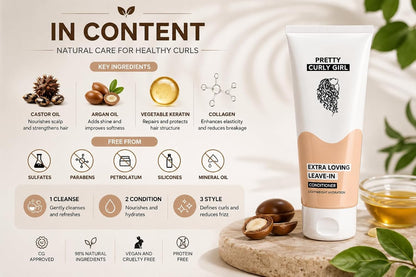 Pretty Curly Girl Extra Loving Leave-In Conditioner 250 ml / 8.5 oz, Lightweight Hydration, made in the Netherlands