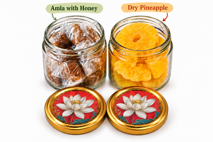 Gift Hamper with Imported Dried Fruits Box – 2 Glass Jars – (Design 7)