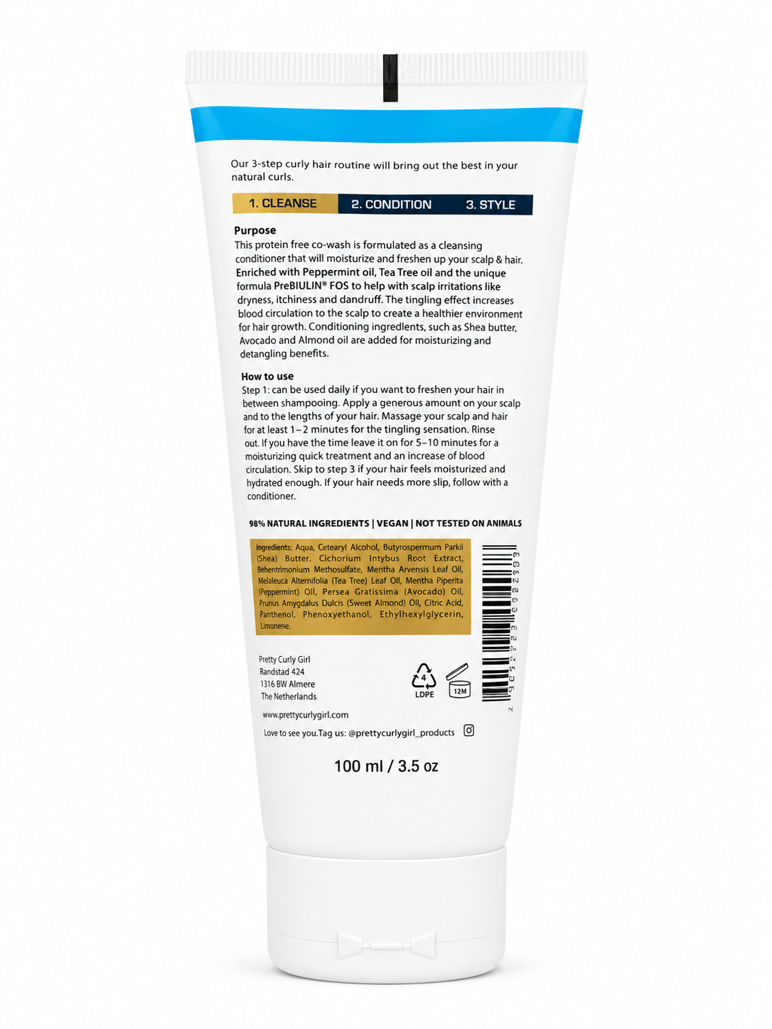 Pretty Curly Girl Peppermint Fresh Co-Wash 100ML – Protein-Free CG Approved Cleanser
