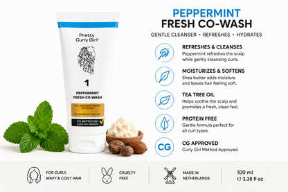 Pretty Curly Girl Peppermint Fresh Co-Wash 100ML – Protein-Free CG Approved Cleanser