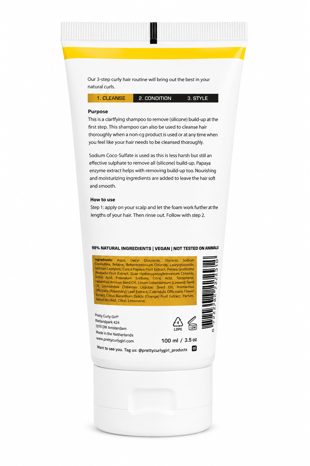 Pretty Curly Girl Reset Shampoo 100ML – Protein-Free Clarifying Shampoo for Curly Hair