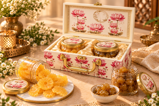 Gift Hamper with Imported Dried Fruits Box – 2 Glass Jars – Design 2