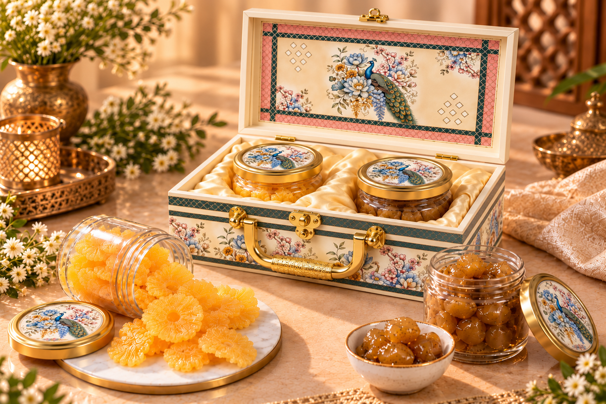 Gift Hamper with Imported Dried Fruits – 2 Glass Jars (Design 4)
